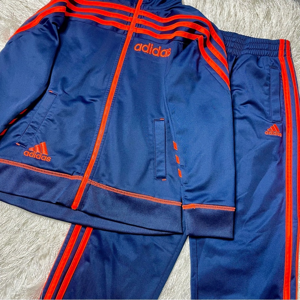 adidas Size 6 Navy/Orange Joggers Set